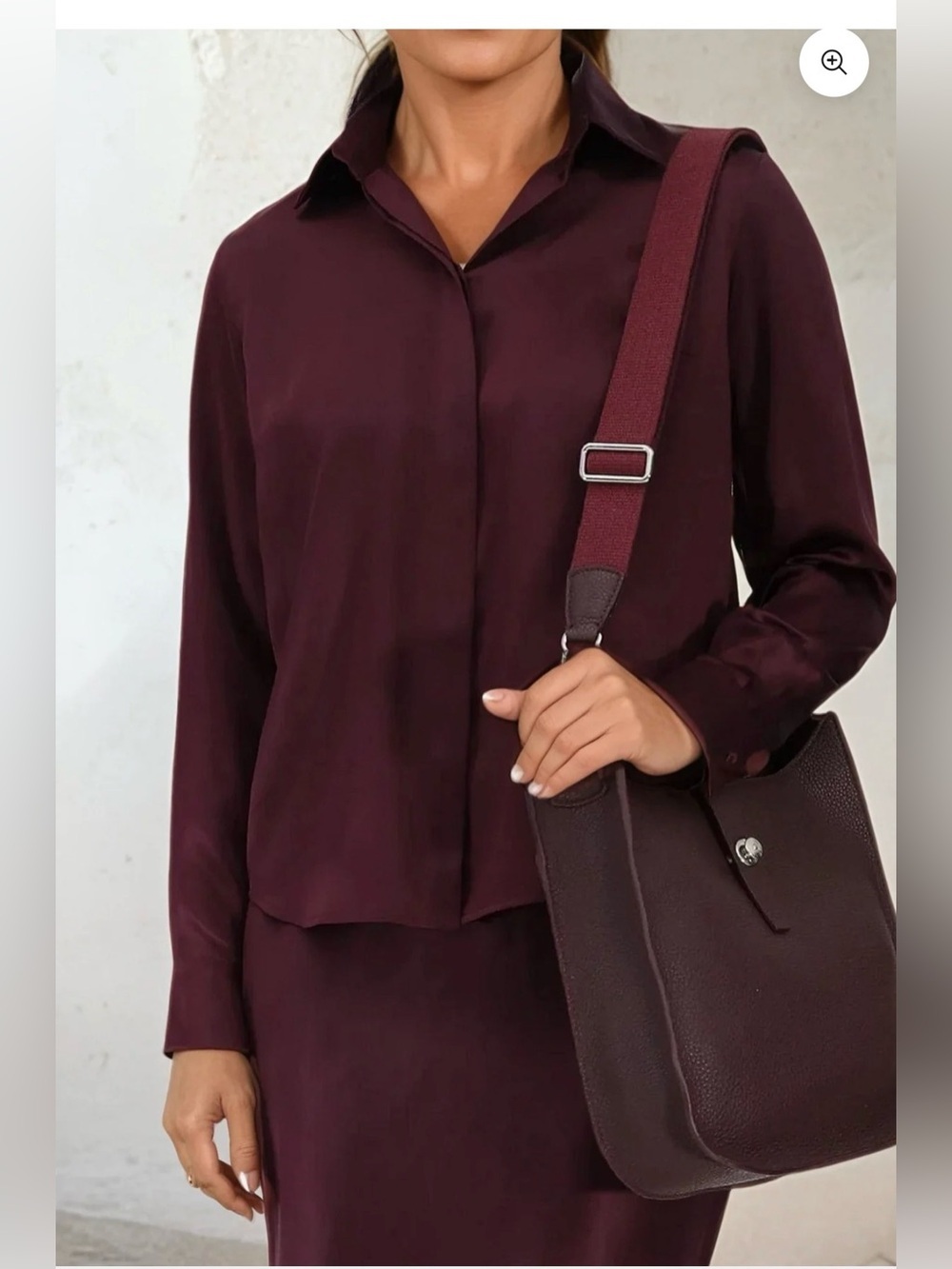 Jarbo Silk Charmeuse Classic Button Down Shirt Purple , size Small